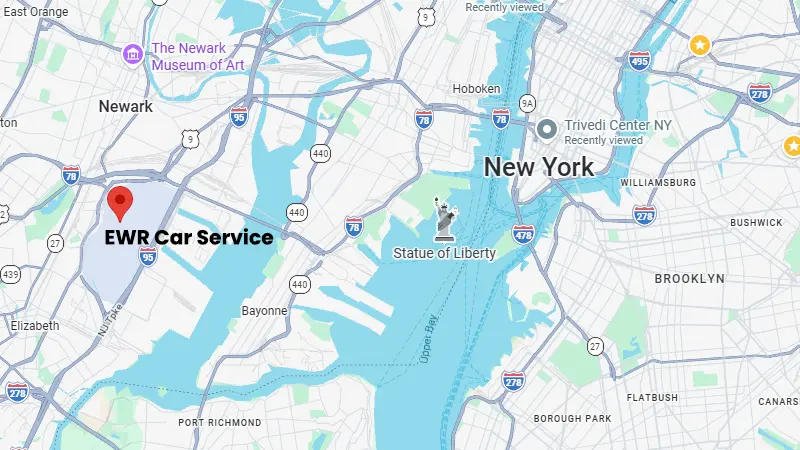 Contact EWR Car Service near Newark Liberty International Airport - 3 Brewster Rd Newark NJ location map