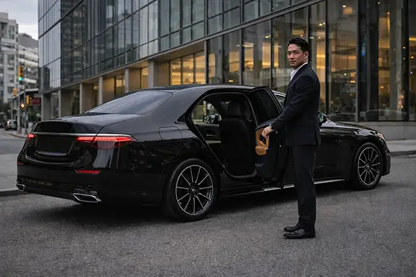 First class black sedan Downtown Brooklyn pickup for Newark Airport