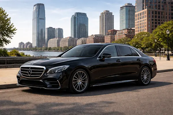 First class black sedan Newport Jersey City pickup for Newark Airport