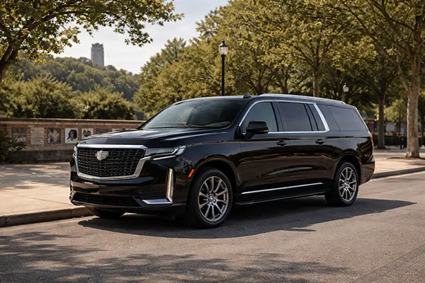 First class SUV Hoboken condo building pickup Newark Airport service