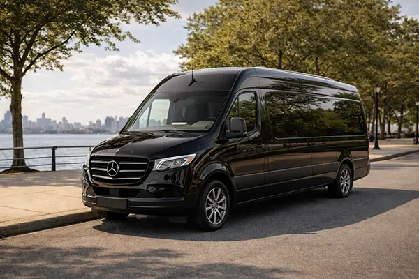Sprinter van Hoboken corporate group pickup Newark Airport transfer