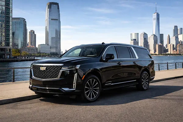 First class SUV Jersey City waterfront residential pickup Newark Airport service