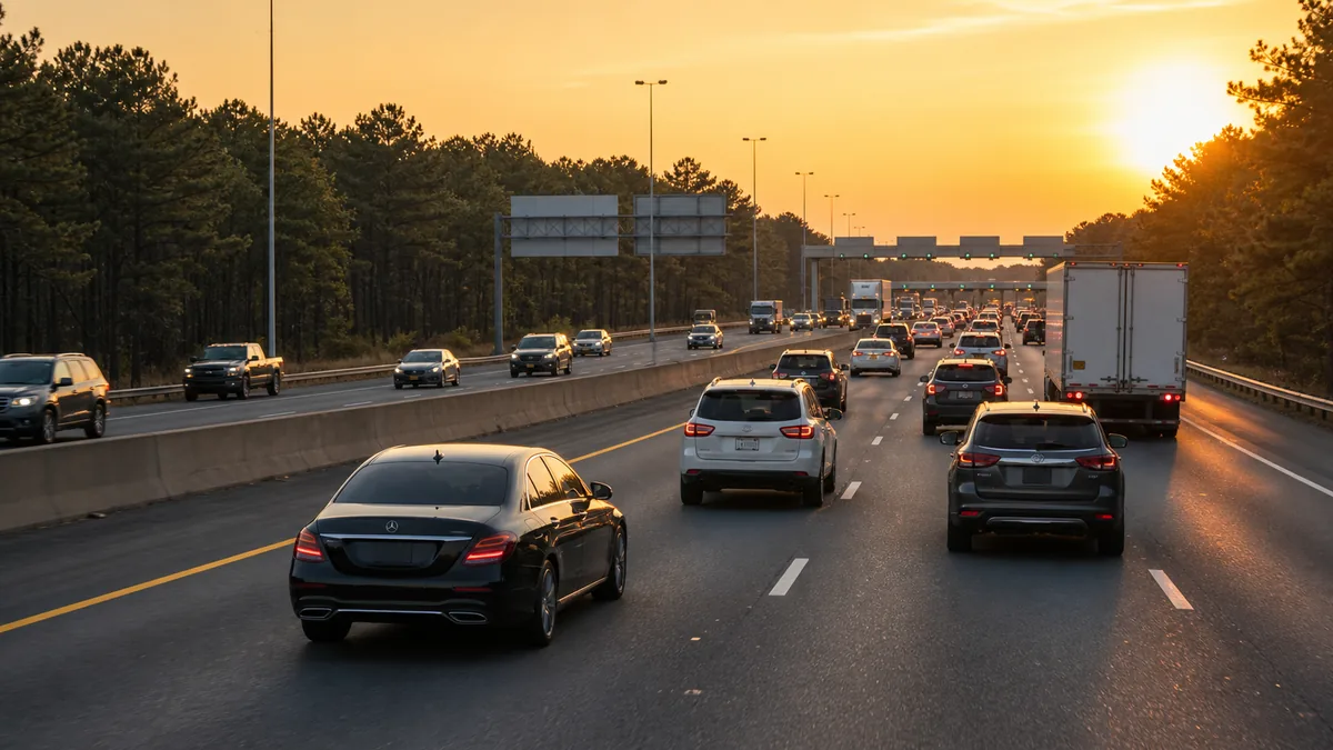 AC Expressway westbound traffic on a Sunday evening, the return drive to Newark Airport