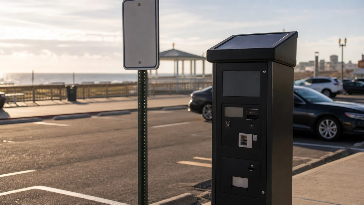 Paid parking signage near Asbury Park boardwalk