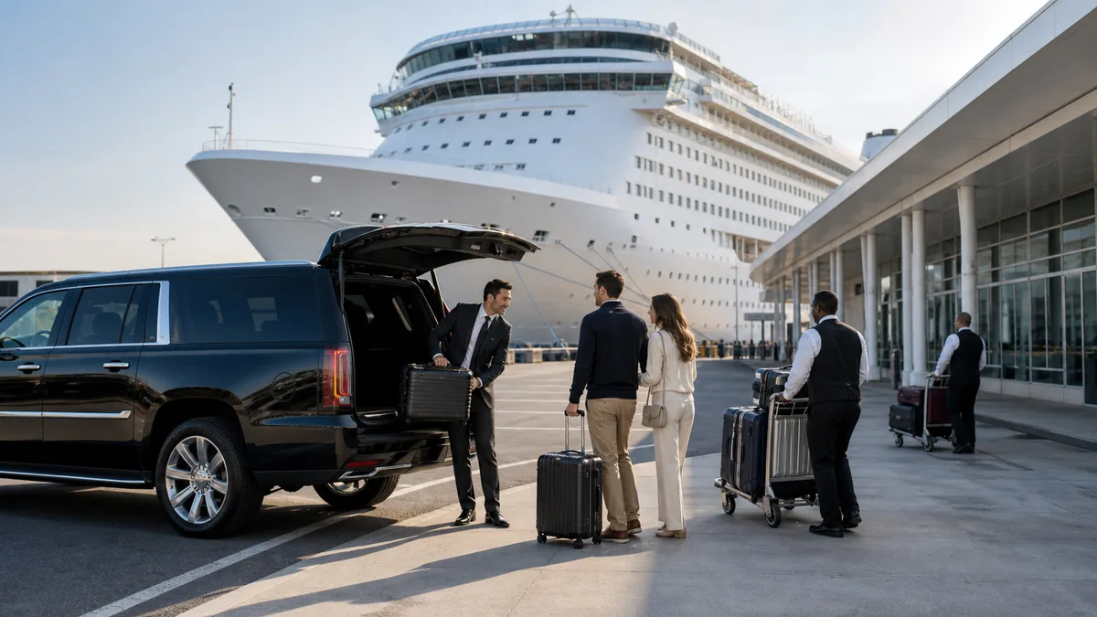 Cape Liberty Bayonne transportation guide drop-off lane at the cruise terminal curb