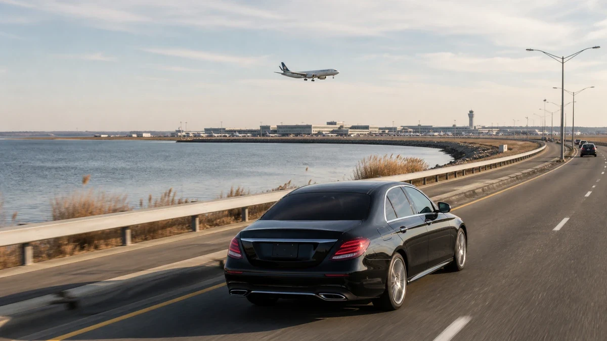 How to get from Newark to JFK by car along the Belt Parkway approach to the terminals