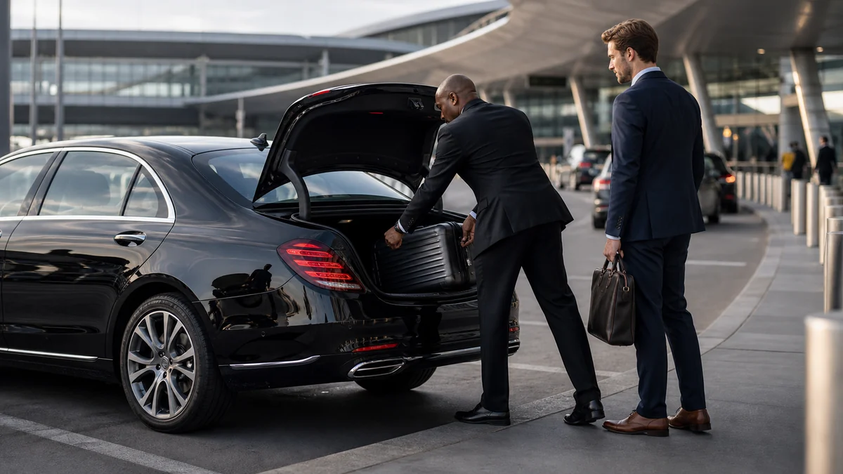 Executive car service curbside pickup at Newark airport Terminal C arrivals