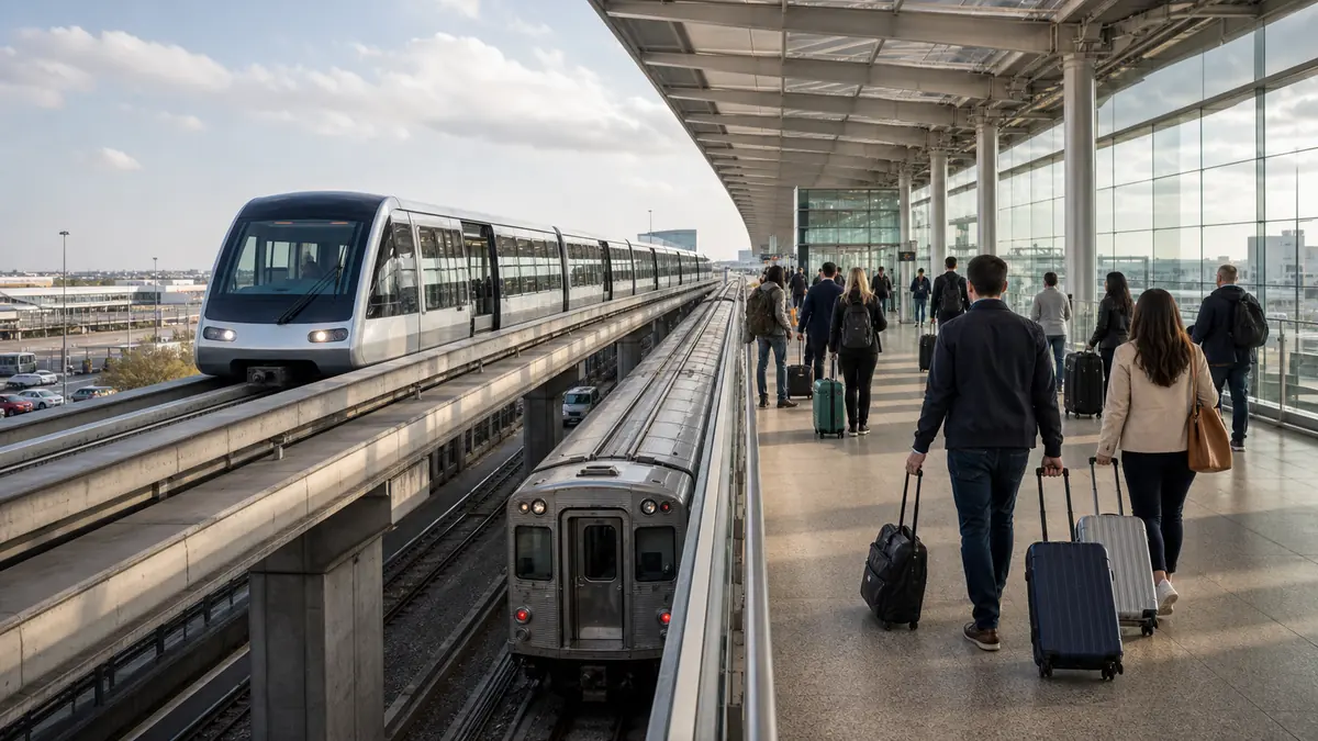 AirTrain monorail connecting EWR terminals to the Newark Liberty rail station for NJ Transit trains
