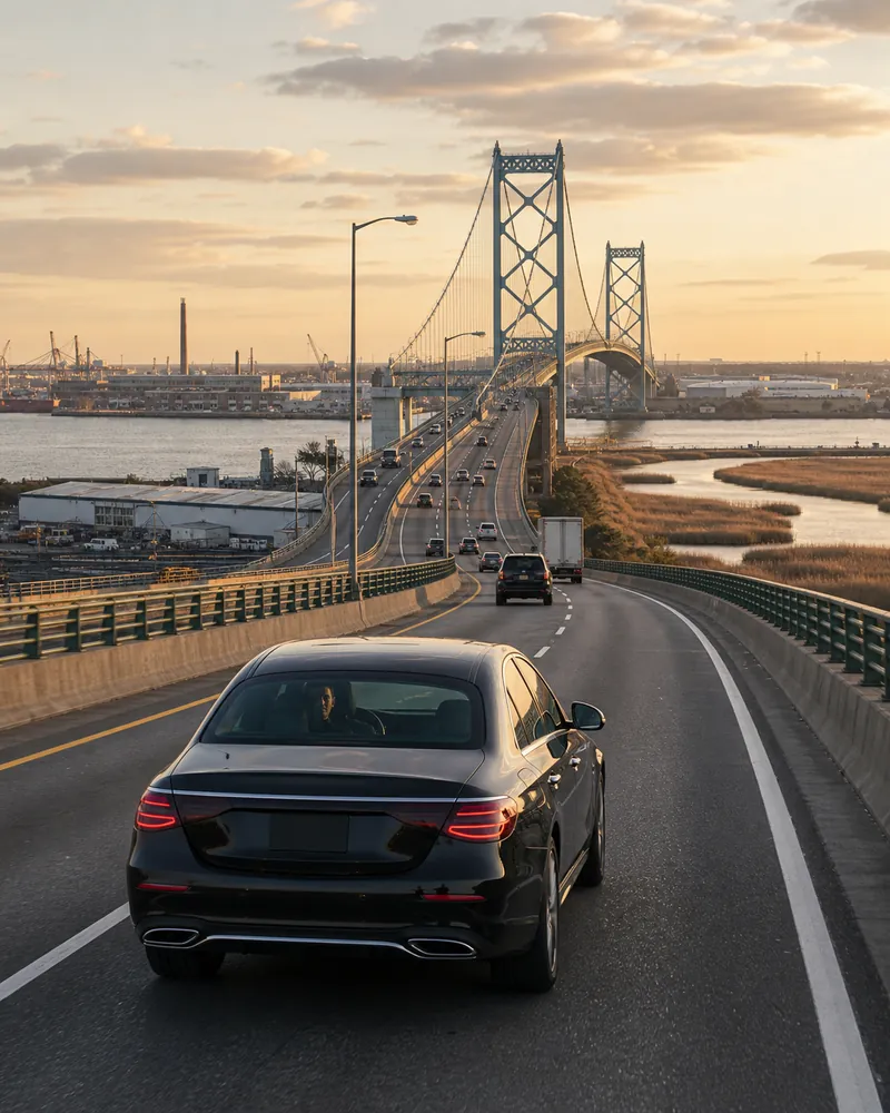 Philadelphia airport to Atlantic City Expressway approach via Walt Whitman Bridge