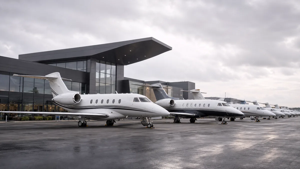 Teterboro FBO guide showing private terminals and parked jets on the apron at TEB