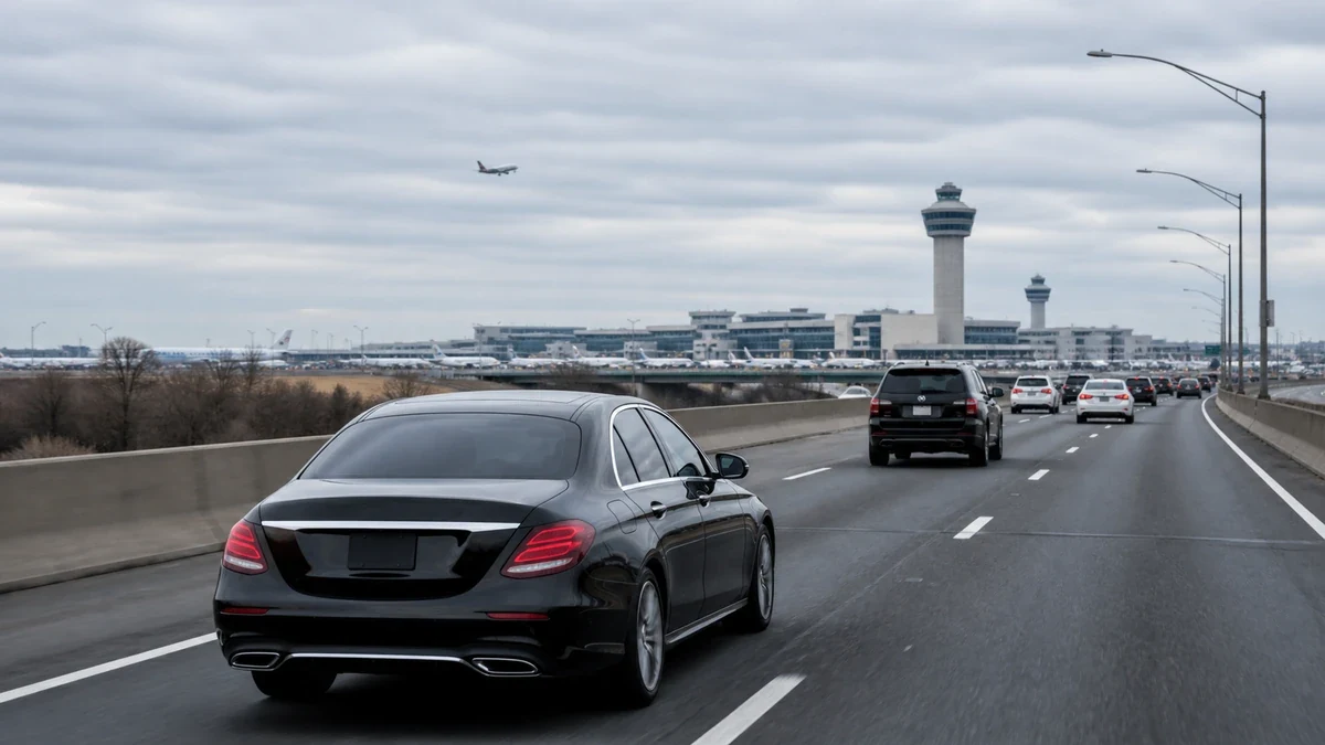 Van Wyck Expressway traffic on the approach to JFK during an inter-airport connection