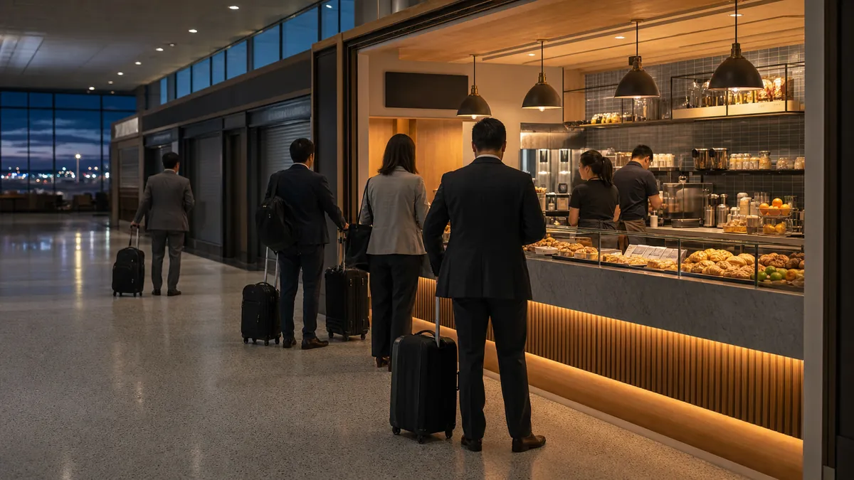 EWR Newark airport early morning food vendors opening for 5 AM and 6 AM departures