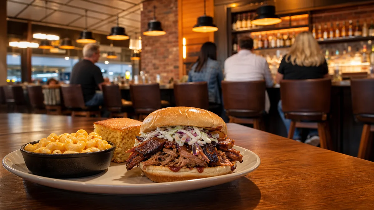 EWR Terminal A 1911 Smoke House BBQ bar and local New Jersey eats at Newark airport