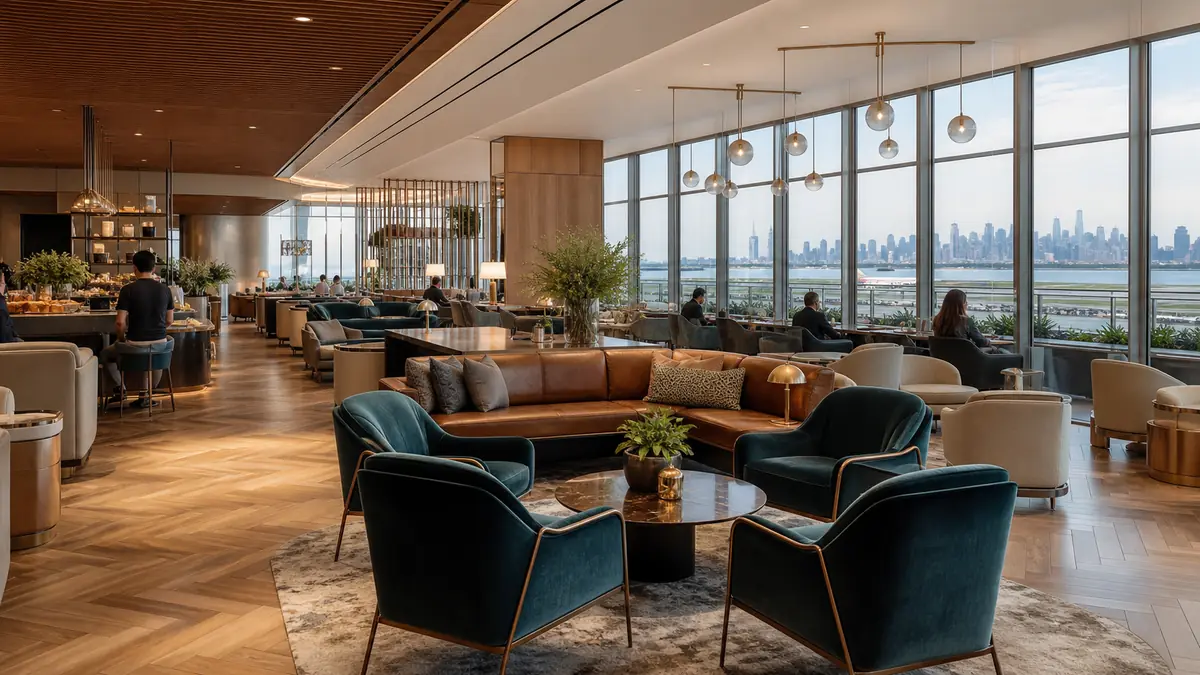 Newark airport Terminal A American Express Centurion Lounge 2026 new modern interior
